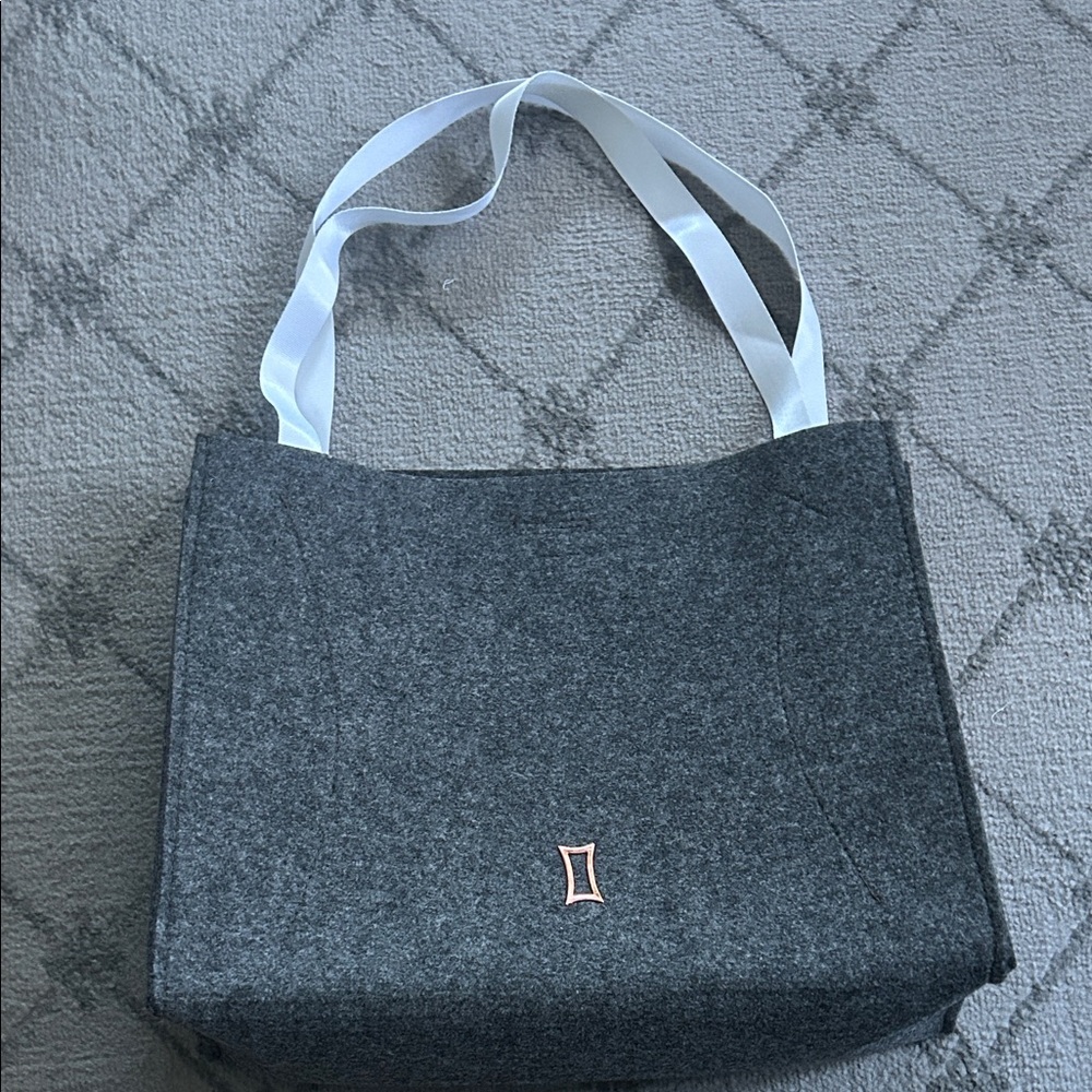Kit and Ace Charcoal Wool Tote with Ivory Straps